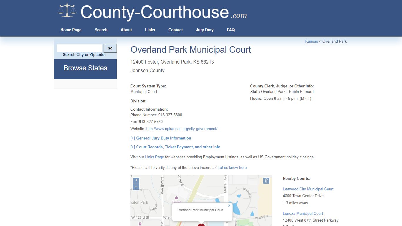 Overland Park Municipal Court in Overland Park, KS - Court Information